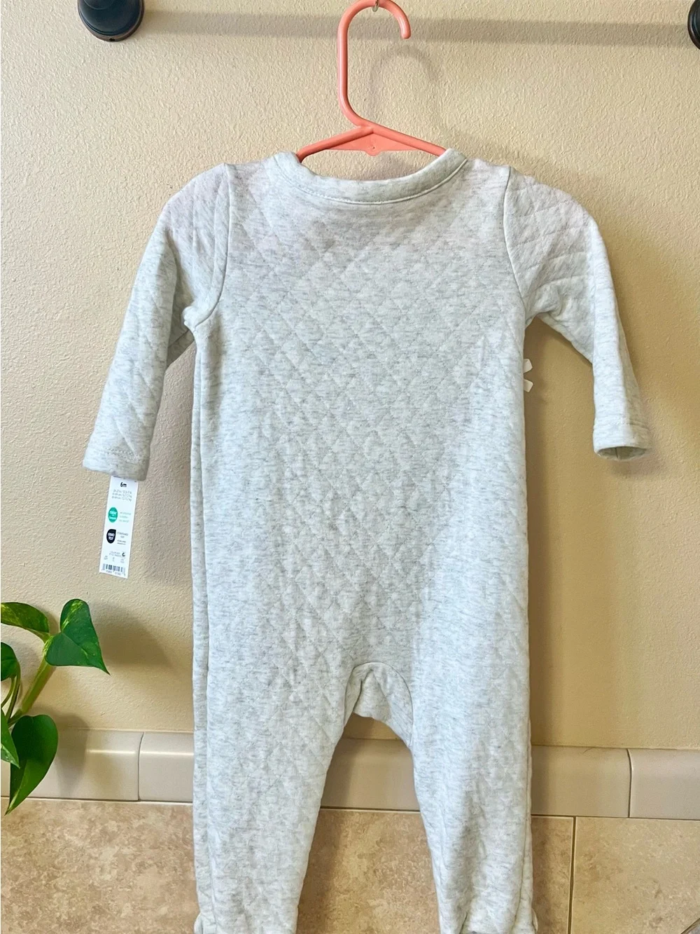 Carter's Light Gray Quilted Footed One-Piece